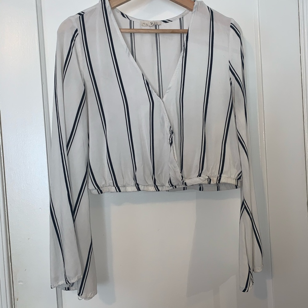 White and black striped top